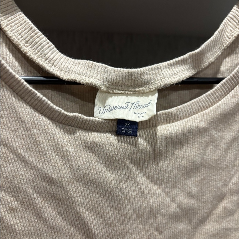 Universal Thread Ribbed Beige Top - Picture 2 of 2